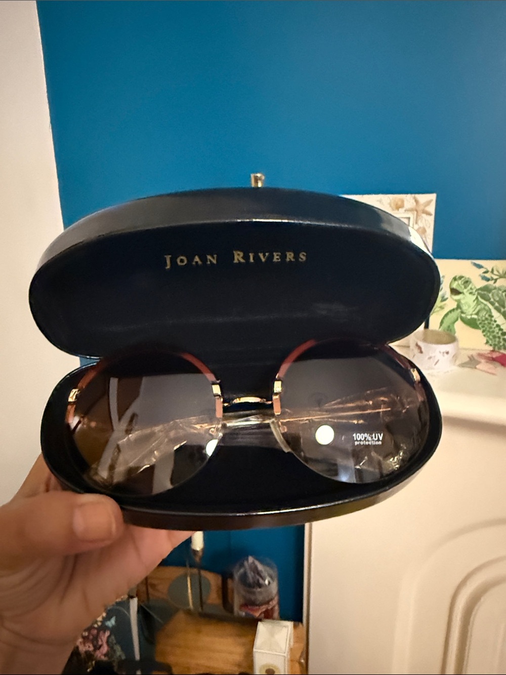 Joan Rivers Brown Gradient Round Sunglasses with Gold Accents